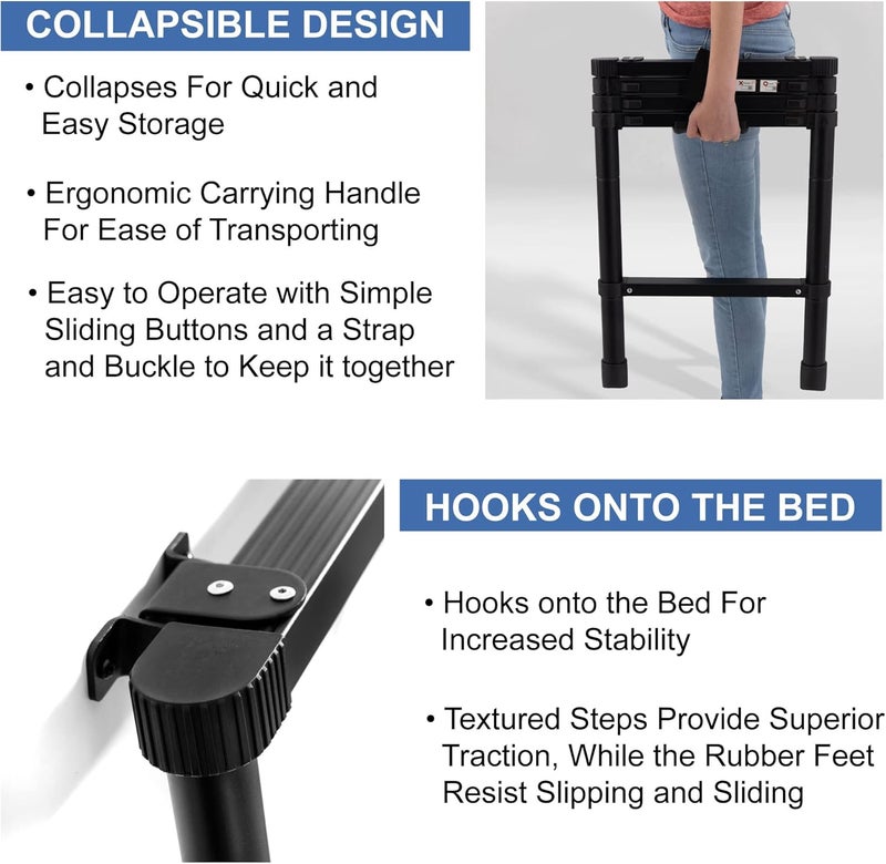 RecPro سلم سرير قابل للطي مع قضبان تثبيت | هيكل خفيف الوزن من الألمنيوم القابل للطي (60 بوصة) - Image 4